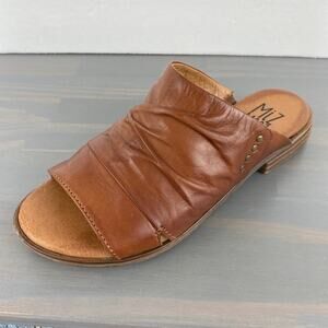 Miz Mooz Dandelion Slide Sandals Women EU36 US 6-6.5 Wide Width Brown Leather‎